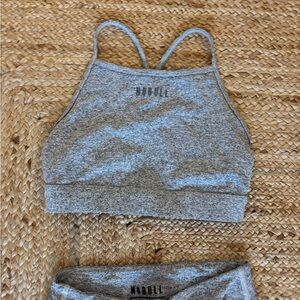 FULL SET NOBULL Heather Gray Sports Bra and Cropped Legging Set